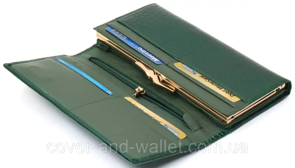 Лаковий жіночий гаманець з натуральної шкіри зеленого кольору ST S6001A Київ - фото 6