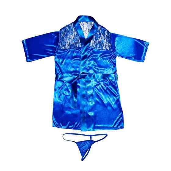 Сексуальный халат с кружевом - Синий - XS/S/M – Эротическое бельё Винница