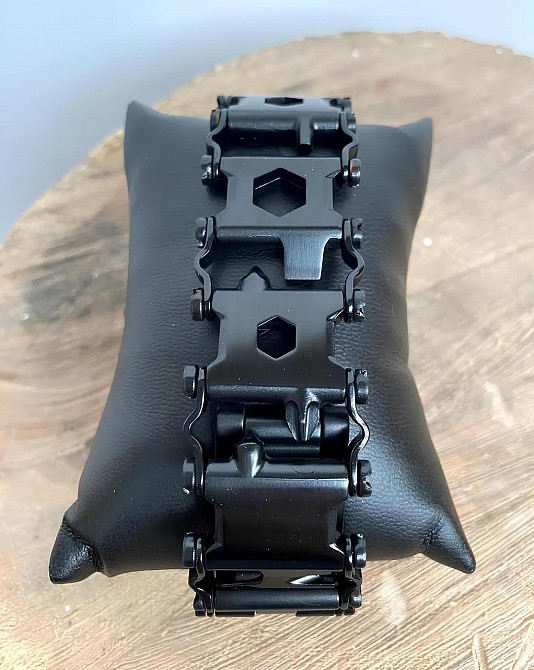 Чоловічий браслет-мультитул RESTEQ Tread Metric-Stainless — стильний металевий браслет 29 в 1, чорний колір Київ - фото 4