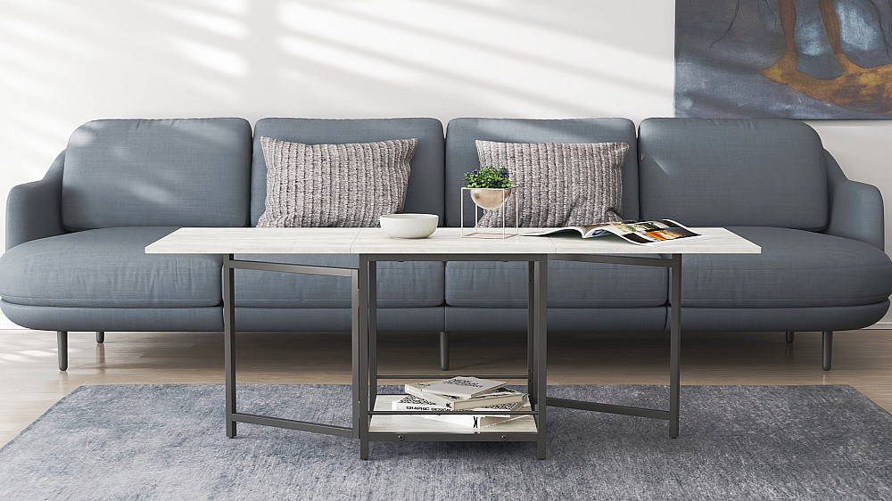 Стіл журнальний трансформер Куб Комбо Ferrum-decor 540x532x500 Чорний метал ДСП Бетон 16 мм (FRD-105155) Дніпро - фото 5