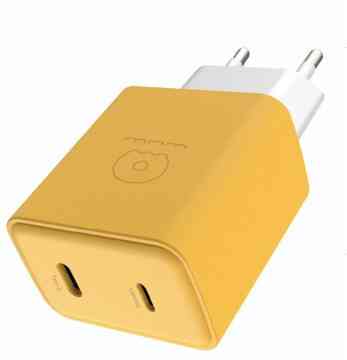 Сетевое зарядное устройство WUW-C189 PD 20W Charger USB C + USB C yellow white Одесса