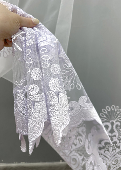 Тюль VR-Textil 1821т Фатин с вышивкой Белый 300х270 см (42-0804) Киев - изображение 5