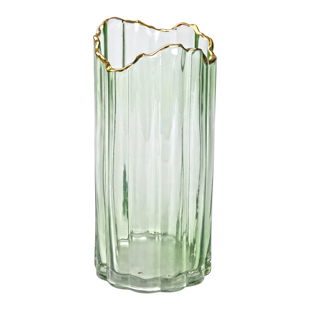 Декоративна ваза із зеленого скла із золотим обідком 24,5 см HP-1715 Коломия - фото 3