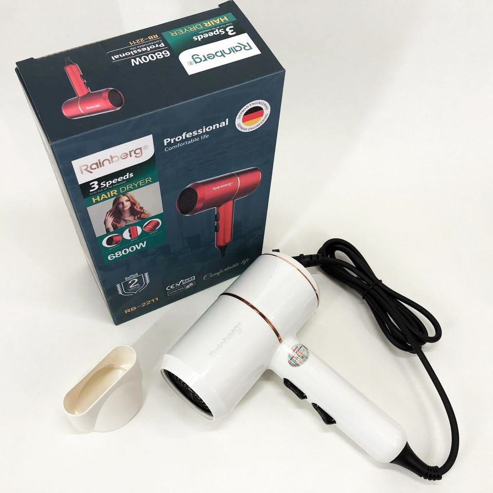 Електричний фен для волосся з дифузором Rainberg RB-2211, Потужний фен для швидкого укладання волосся PR-10 Івано-Франківськ - фото 9