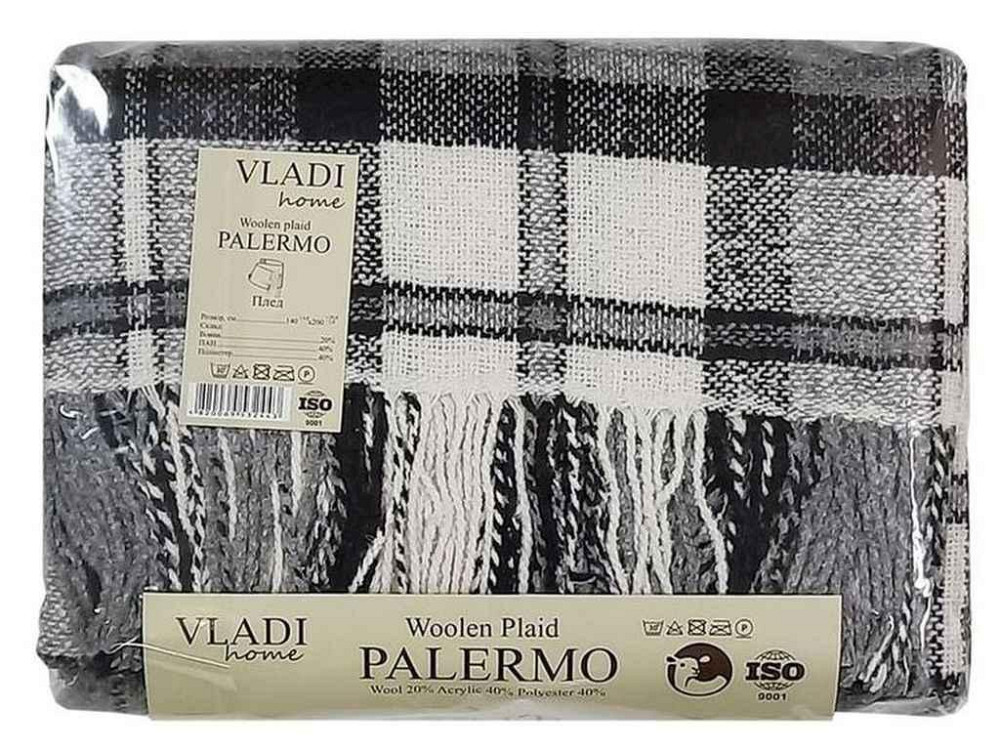 Плед 140*200 Palermo CROCUS біл-дим-св.антр ТМ VLADI Київ - фото 1