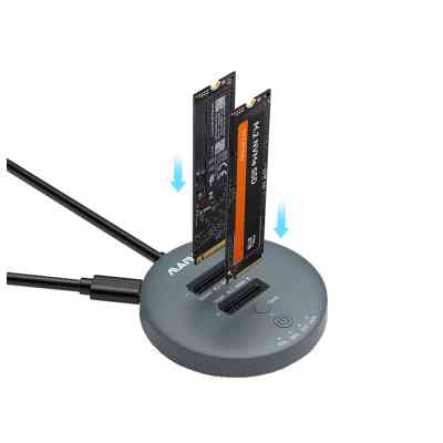 Док-станция для накопителей Maiwo 2*NVMe M.2 SSD to USB3.2 Gen2 USB-C 10Gbps (K3026P2 grey) Винница