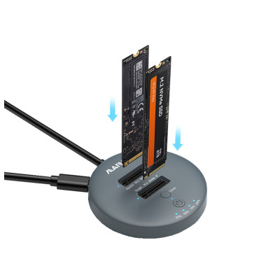 Док-станция для накопителей Maiwo 2*NVMe M.2 SSD to USB3.2 Gen2 USB-C 10Gbps (K3026P2 grey) Винница - изображение 1