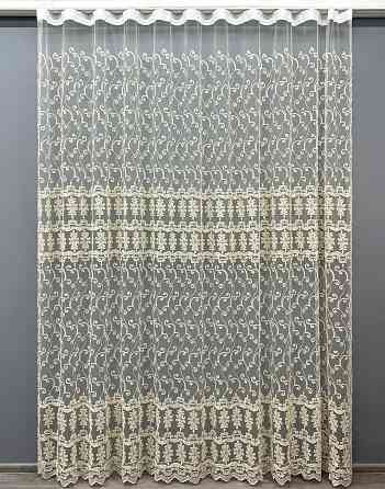 Тюль VR-Textil 1851т Фатин с вышивкой Корд и люрексом Молочный с золотистым 300х270 см (40-205) Киев