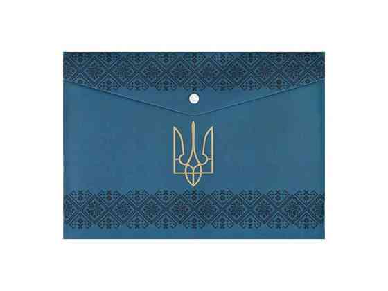 Папка-конверт A4 синій на кнопці, UKRAINE DECOR, вишиванка BM.3970-68 ТМ BUROMAX Київ