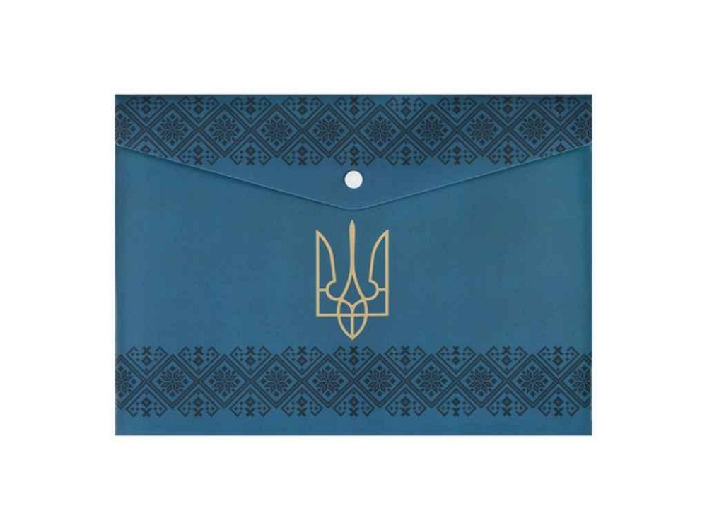 Папка-конверт A4 синій на кнопці, UKRAINE DECOR, вишиванка BM.3970-68 ТМ BUROMAX Київ - фото 1
