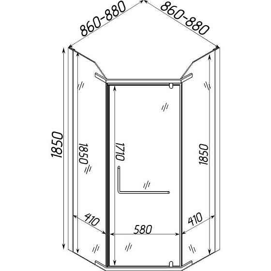 Душевая пятиугольная кабина без поддона RABA N90GB BRAVO (1уп.) (000028405) Киев