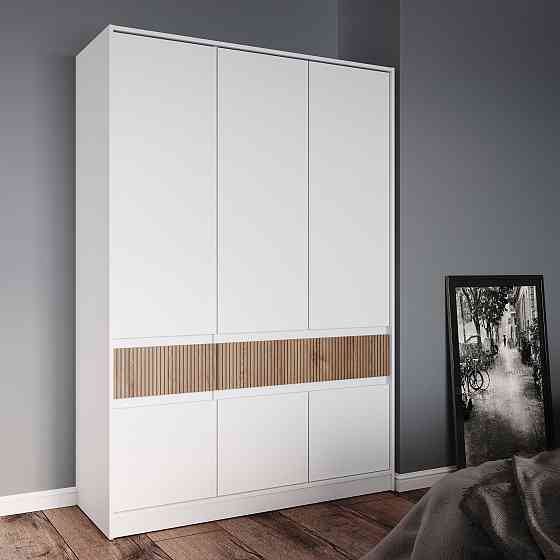 Шкаф распашной для одежды с выдвижными ящиками (полки - штанга) Эверест Стайл-1400 140х53х203 см Нимфея Альба (белый)/Канелла (DTM-073577) Днепр