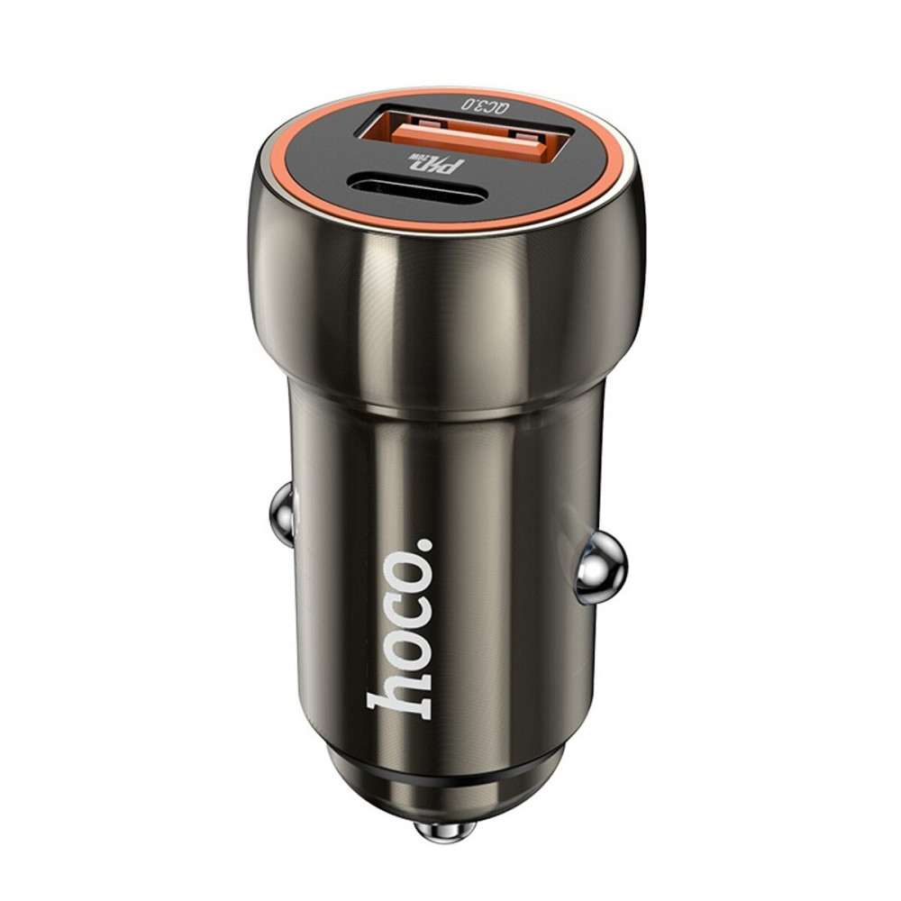 Автомобільний зарядний пристрій HOCO Z46A Blue whale PD20W+QC3.0 car charger Metal Gray Киев - изображение 1