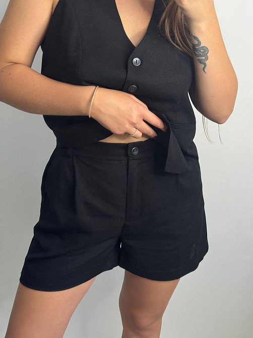 Льняной костюм-тройка в классическом стиле Черный XS-S Харьков - изображение 7