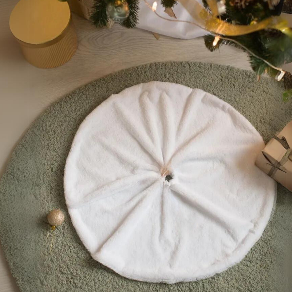 Килимок під ялинку спідниця для ялинки Niki Light новорічний декор хутрові килимки під ялинку Білий 90 см Київ - фото 6