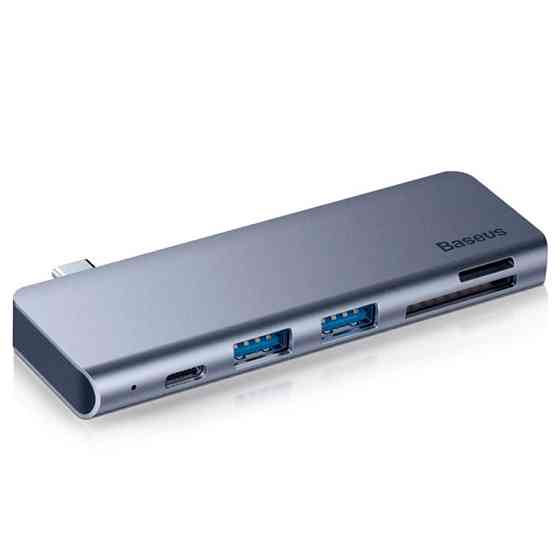 Багатопортовий хаб Baseus Harmonica 5-in-1 HUB Adapter CAHUB-K0G (Сірий, Тип-C to USB 3.0 x 2/SD/TF/Type-C) Николаев