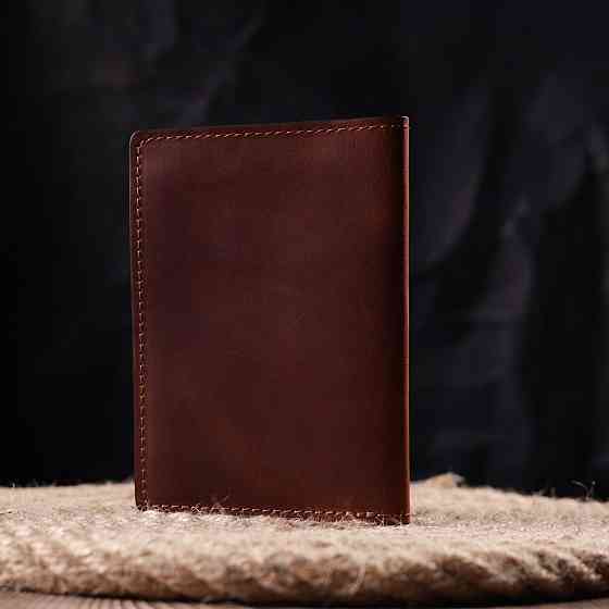 Обкладинка на військовий квиток у вінтажній шкірі Карта GRANDE PELLE 16782 Світло-коричнева Київ