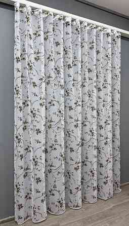 Тюль VR-Textil 1326т Flora Батист Білий с коричнево-черным принтом 400х270 см (42-0978) Киев