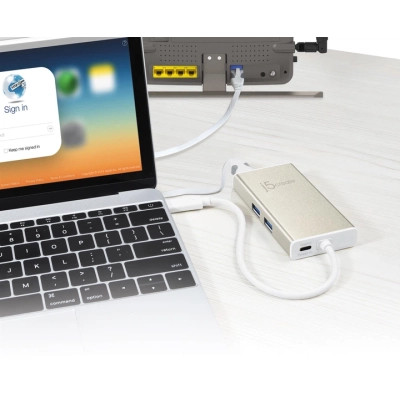 Концентратор J5create USB-C 5-in-1 2xUSB 3.0 + HDMI 4K + USB-C PD + RJ45 1000Mbps gray (JCA374-N) Винница - изображение 2