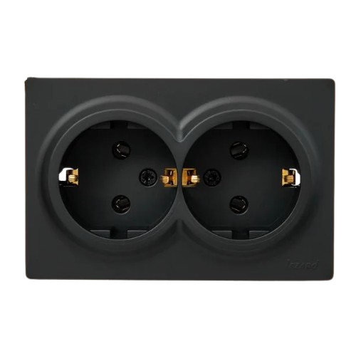 LETO чорний Розетка зовнішня 2-а із заземленням Лезард Житомир - фото 2