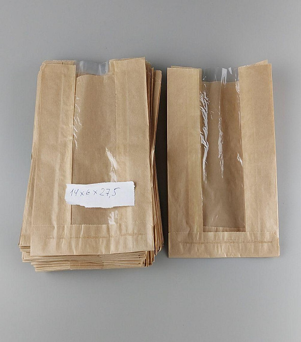 Пакет паперовий з ПП вікном 14/6*27,5 коричневий (1000 шт) Харків - фото 4