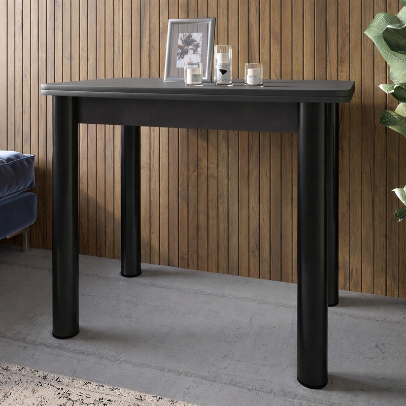 Обеденный стол раскладной LION Нота черные ножки Антрацит 60x90/90x120 (LION-045132) Львов - изображение 2