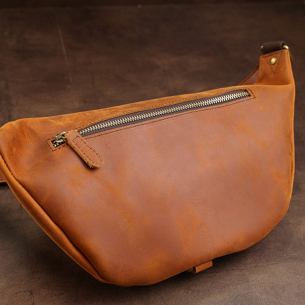 Шкіряна чоловіча сумка на пояс Коричневий (Vintage) Київ - фото 2