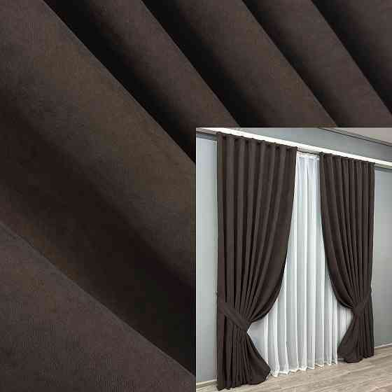 Комплект готових штор VR-Textil Мікровелюр Petek № 1829ш Венге 150х290 см 2 шт (33-0815) Київ