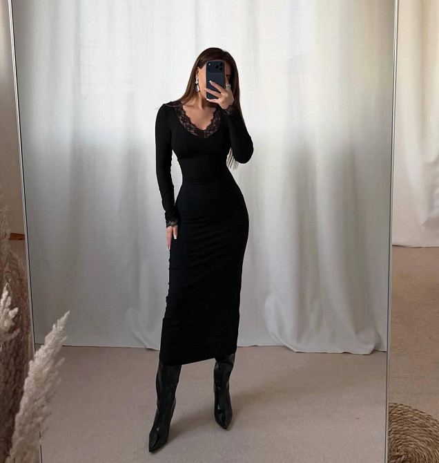 Жіноча романтична елегантна міді сукня і з мереживом віскоза Одеса - фото 1