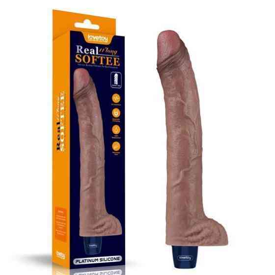 Вібратор - Real Softee Rechargeable Silicone Vibrating Dildo 11" Sex Aura Київ