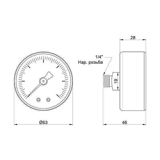 Манометр Icma 1/4" 0-6 барів, заднє під'єднання No243 Київ