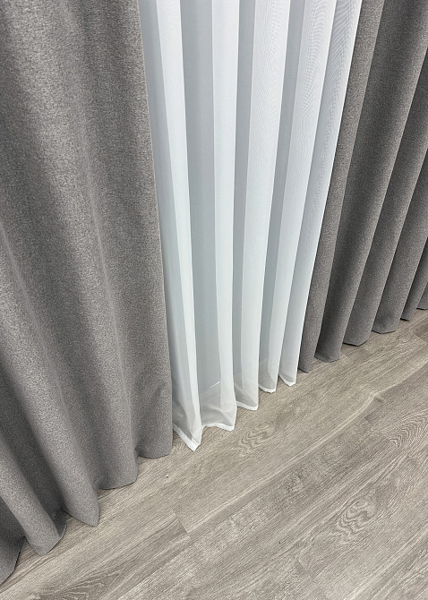 Премиум шторная ткань blackout 100%, двусторонняя, коллекция «ASHEN NIGHT» цвет бежево-серый 1850ш Киев - изображение 7