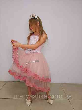 Дитяча сукня видовжене ззаду Синя 122-134 Кривий Ріг