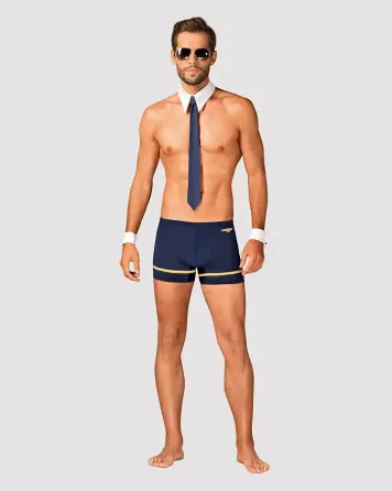 Еротичний костюм пілота Obsessive Pilotman set 2XL/3XL, боксери, манжети, комір з краваткою, окуляри Львов