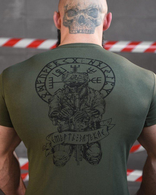 Тактическая потоотводящая футболка SABUR РУНЫ ОЛИВА  ВТ6563 Одесса - изображение 4