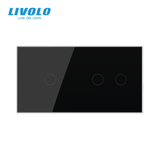 LIVOLO Сенсорний прохідний/перехресний вимикач 3 сенсора (1-2) LIVOLO чорний матове скло Коломыя