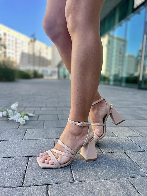 SANTINI Босоніжки жіночі бежеві шкіряні SANTINI 807381-14 літні на підборах / Зручне літнє взут Коломыя - изображение 8