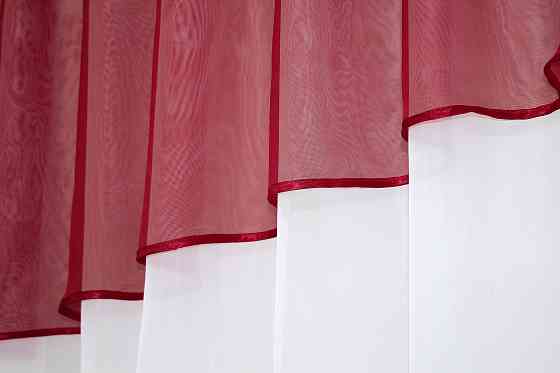 Кухонная занавеска VR-Textil № 047к красный с белым 280х170 см (50-087) Киев