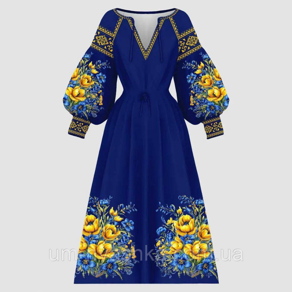 Жіноча сукня з узором Орнамент на синьому Кривий Ріг - фото 3