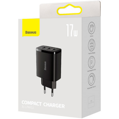 Зарядное устройство Baseus Compact Charger 3U Black (CCXJ020101) Винница - изображение 5