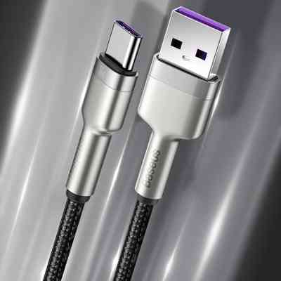 Дата кабель USB 3.1 AM to Type-C 0.25m CAKF 6.0A 66W Cafule Series Metal Data Cable Black Baseus (CAKF000001) Винница