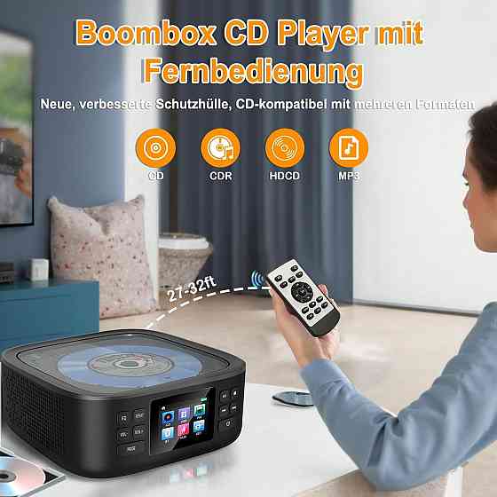 CD-плеєр портативний, програвач компакт-дисків з Bluetooth FM-радіо, стереодинаміками, пультом з акумулятором 3000 мАгод Київ