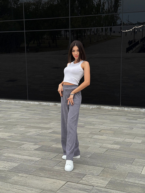 Жіночі вельветові штани палаццо "Garda" | Норма і батал Сірий, 42-44 Київ - фото 4