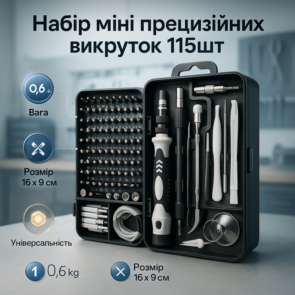 Набор мини прецизионных отверток 115 в 1 для ремонта электроники UY-35 Львов - изображение 11