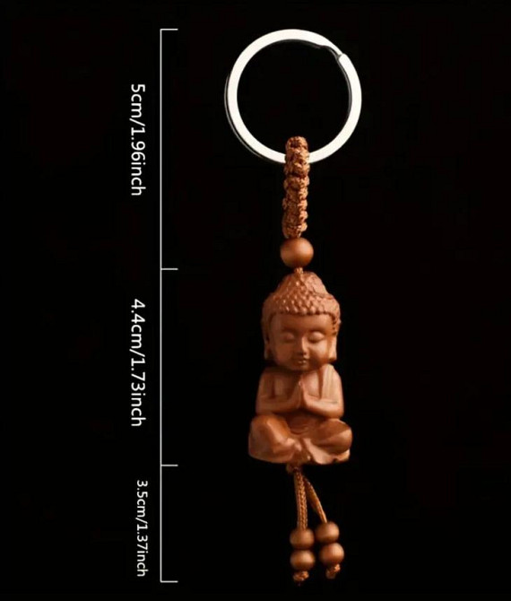 Брелок для ключей Будда Шакьямуны из персикового дерева, автомобильный брелок. Киев - изображение 3