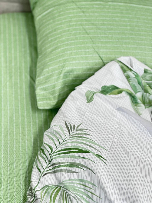 Ecotton Простирадло без резинки Ecotton Євро 220х240 см із сатину зеленого кольору Коломыя - изображение 4