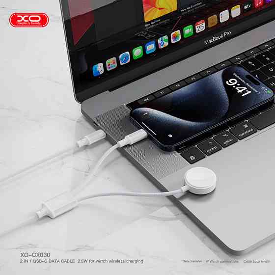 Бездротовий зарядний пристрій XO CX030 2в1 Type-c + Watch Charger білий Львів