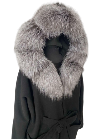 Женское пончо с чернобуркой Черный Харьков