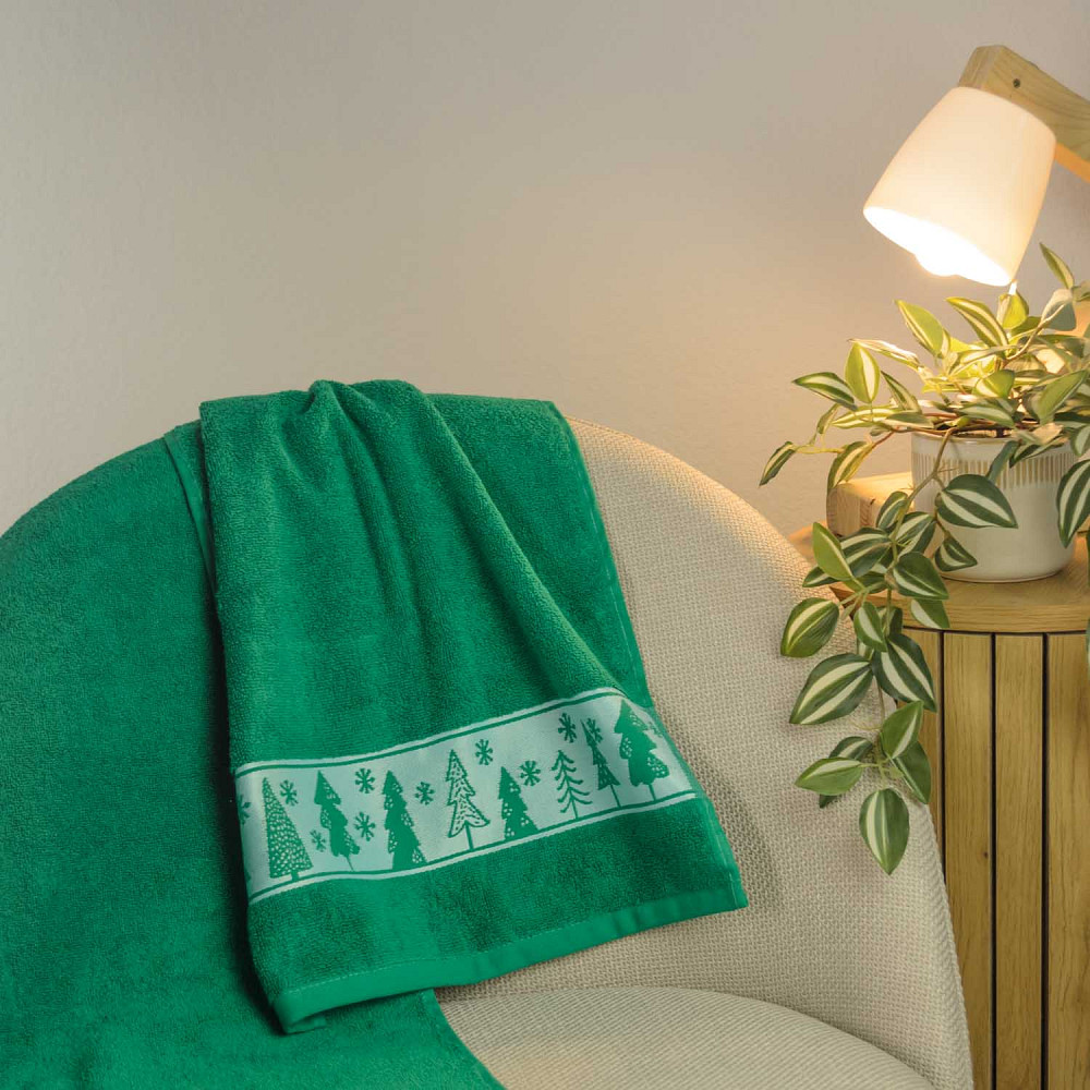 Полотенце махровое Новогоднее Merry Christmas Ёлки GM Textile 40х70см 500г/м2 (Зелёный) Сумы - изображение 3