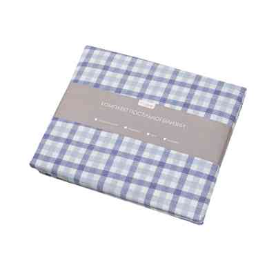 Постільна білизна Home Line Фланель Клітинка блакитна/сіро-блакитний полуторний (179191) Вінниця